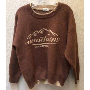 AELFRIC EDEN Mens Two Mountains  Long Sleeve Sweater Medium Streetwear